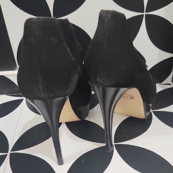 Michael Kors Black Peep-Toe Ankle Boots - Picture 3 of 6